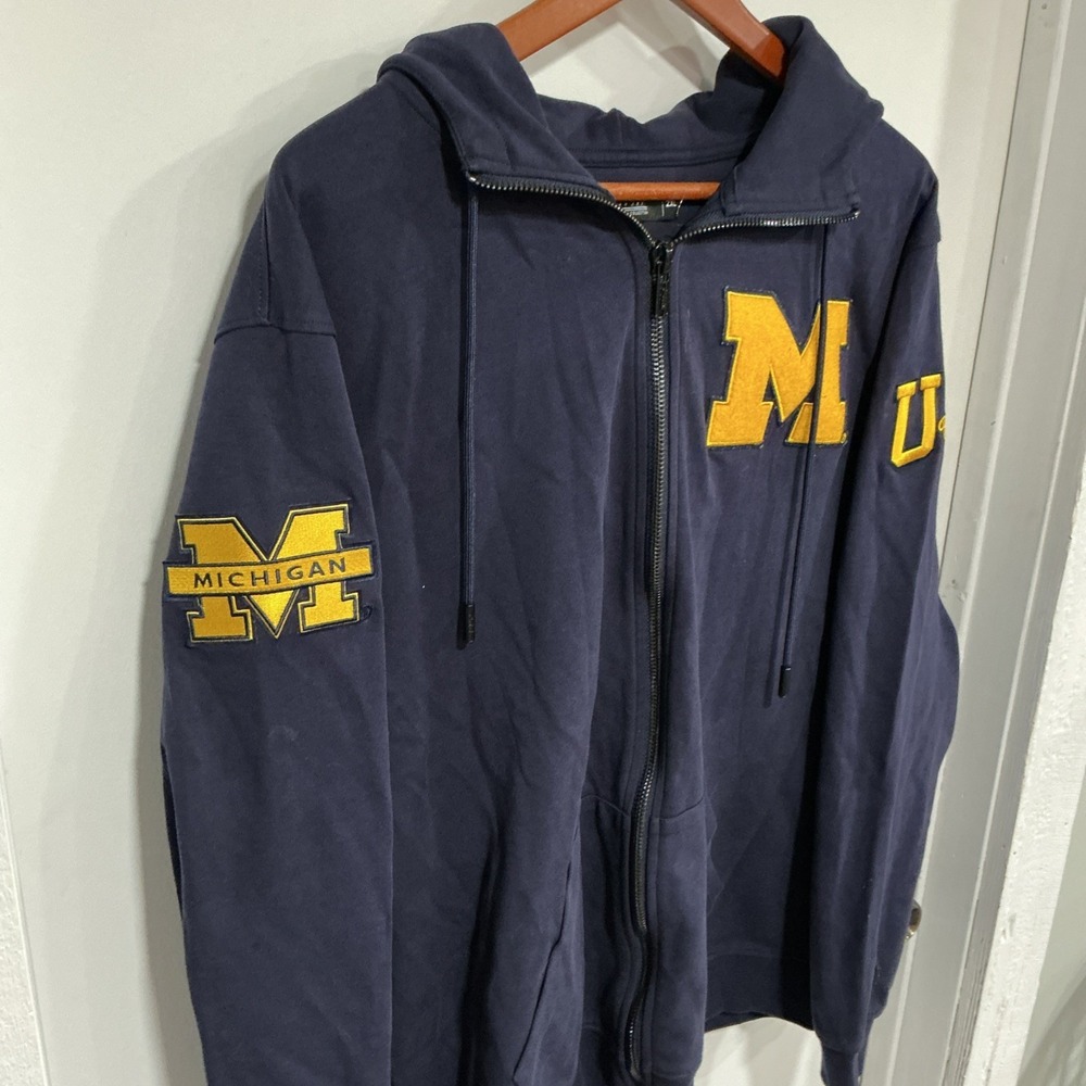 University Of Michigan Wolverines Pro Standard Classic Zip Up Hoodie, Men's 2XL - Picture 3 of 9